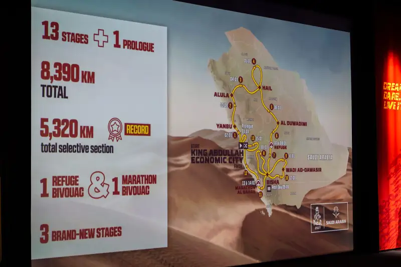 The 2027 Dakar Rally will exceed 5,000 km of special stages for the first time