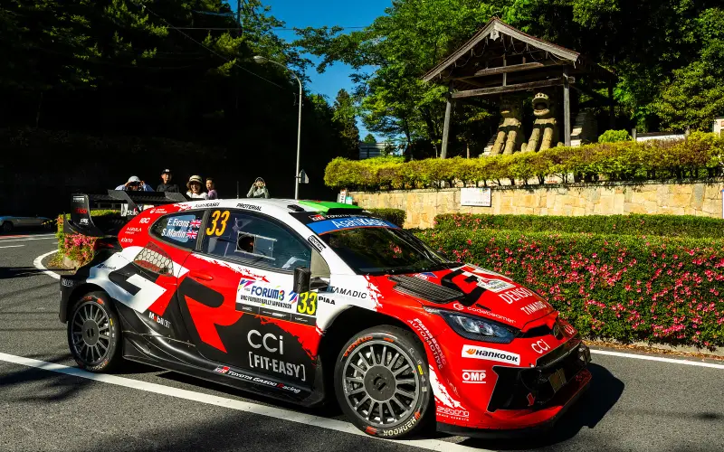 Evans leads Toyota's 1-2-3-4 finish in Japan following Solberg's retirement