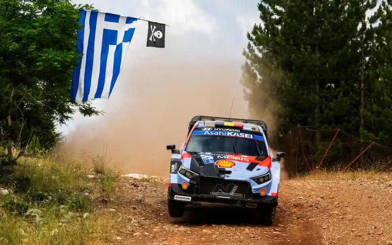 Neuville leads the 2026 Acropolis Rally Greece at the end of Friday, with Ogier in second place
