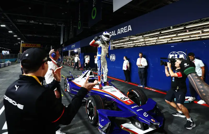 Pascal Wehrlein, two-time Formula E world champion, at the ExCeL London circuit